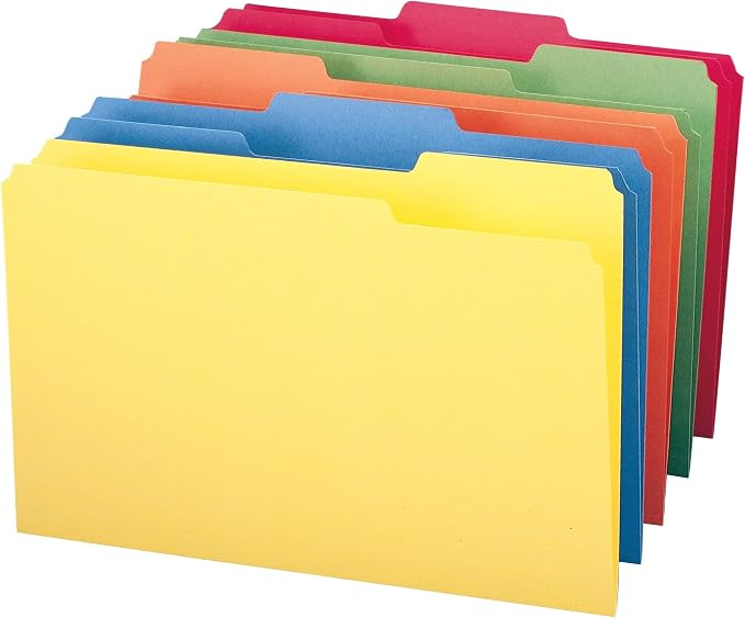 Smead Colored File Folder, 1/3-Cut Tab, Legal Size, Assorted Colors, 100 per Box (16943)