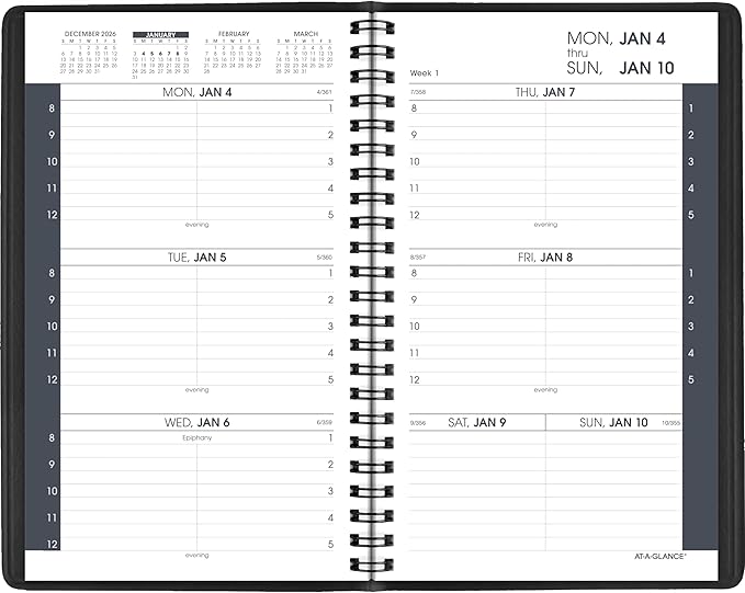 AT-A-GLANCE 2027 Appointment Book Planner, Weekly, 5" x 8", Hourly, Black (700750527)