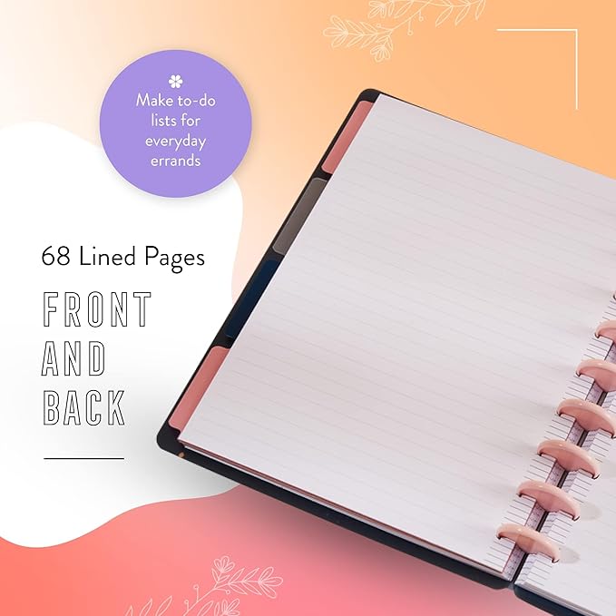 Happy Planner Plans + Notes 12-Month Undated Monthly Planner and Notebook Combined, Classic Size, 7 Inches by 9 1/4 Inches, Big Ideas