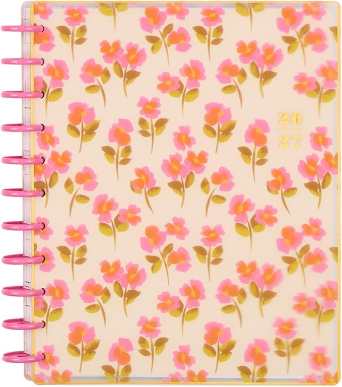 Happy Planner Disc-Bound Planner July 2026–June 2027, Includes 3 Extra Months and 2 Sticker Sheets, Big Size, 8.5" x 11", Horizontal Layout, Sunshine Blooms