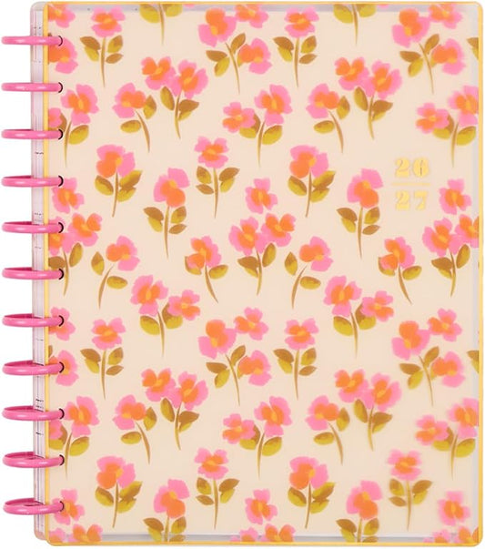 Happy Planner Disc-Bound Planner July 2026–June 2027, Includes 3 Extra Months and 2 Sticker Sheets, Big Size, 8.5" x 11", Horizontal Layout, Sunshine Blooms