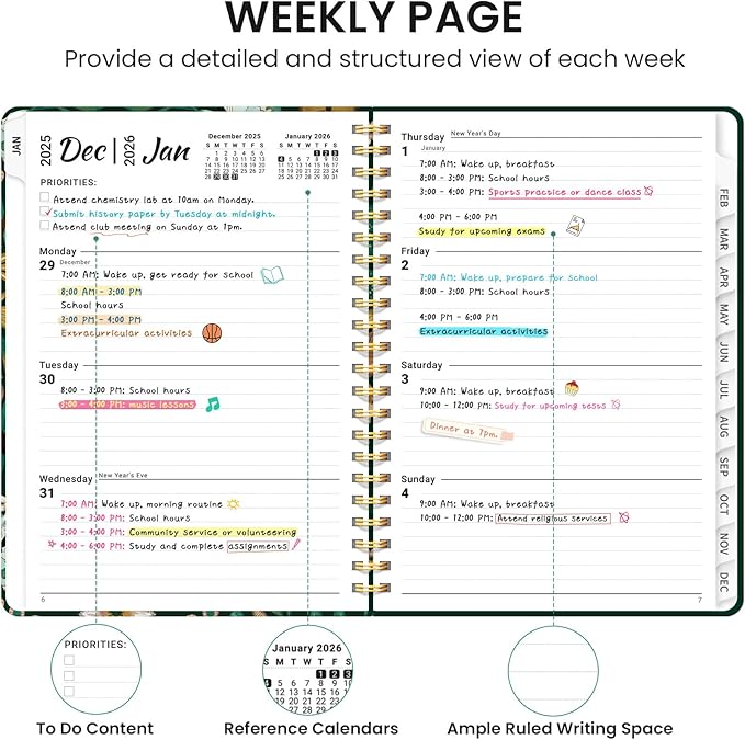 2026 Planner, Weekly and Monthly Calendar Planner for Women, Jan 2026 - Dec 2026, Hardcover Planning Agenda book with Tabs, Spiral Bound, Inner Pocket, Perfect for School Office Supplies, 8.5" x 11" - Butterfly