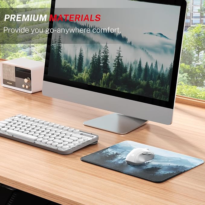 MROCO Essential Office & Gaming Mouse Pad, 8.5 x 11 Inch, Cloud Forest | Anti-Fray Stitched Edges, Functional and Stylish Pattern Design, Non-Slip Rubber Base, Water and Stain Resistant Protection