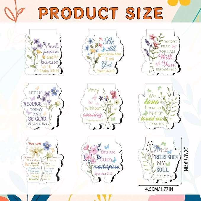 Bible Verse Magnetic Bookmark - 9Pcs Christian Inspirational Quotes Bookmarks for Book Lovers Scripture Religious Motivational Book Marker Prayer Magnets Page Clips for Women Men Reading Gift