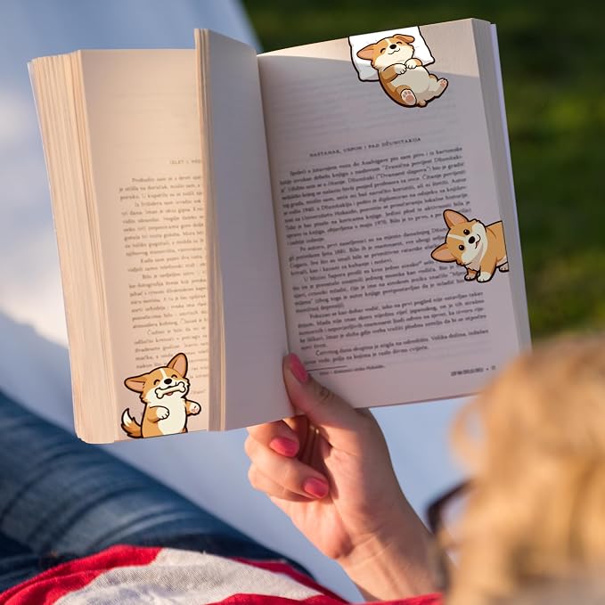 Corgi Magnetic Bookmarks Gifts - 8 Pcs Cute Dog Bookmark for Women Kids Pet Animals Lovers Students Funny Page Clips School Office Reading Accessories Bookworms Gift for Birthday Christmas