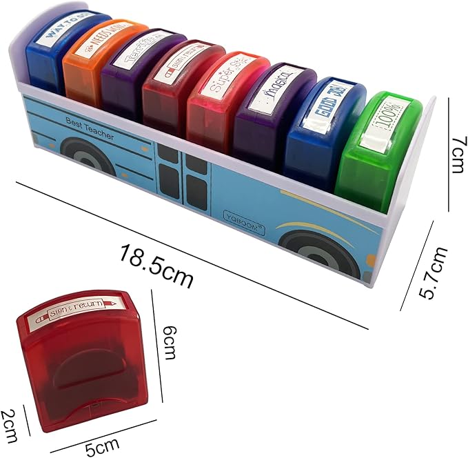 Best Teacher Stamp Kit Elementary Teacher Stamps Self-Inking Stamps with Stamp Tray