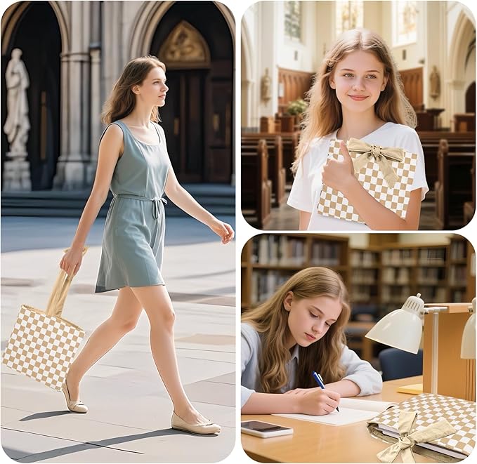 Bible Cover Case for Women,Large Bible Tote Bags for Women Organizer Quilted Bible Carrying Case(new) (Yellow Grid)