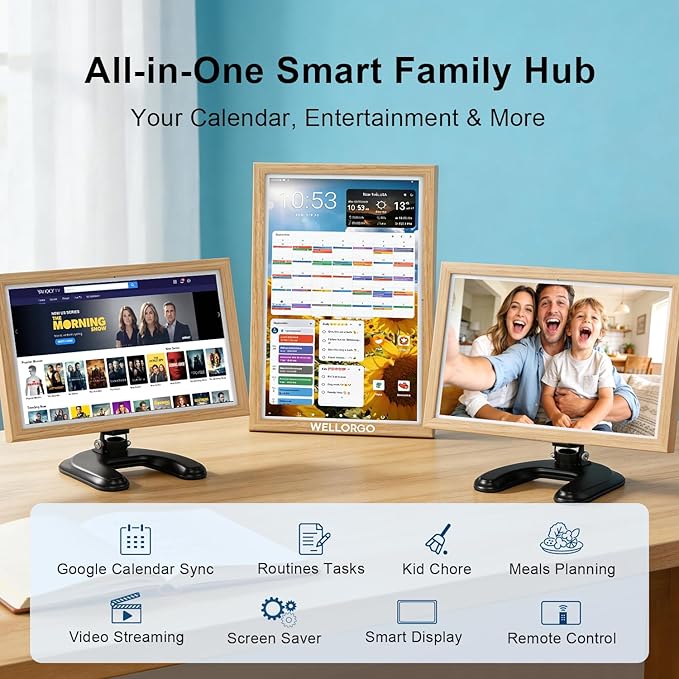 Smart Digital Calendar, 24” Electronic Planner with FHD Touch Screen & Remote Control, Electric Family Organizer with Chore Chart Google Play Customizable App, Desk Tablet with Camera