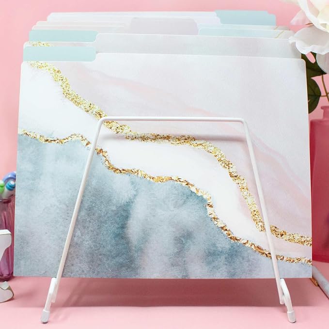bloom daily planners Decorative File Folders - Set of Six Letter Size (8.5” x 11”) Organizers, 1/3 Cut Tabs - Assorted Designs - Ethereal Marble