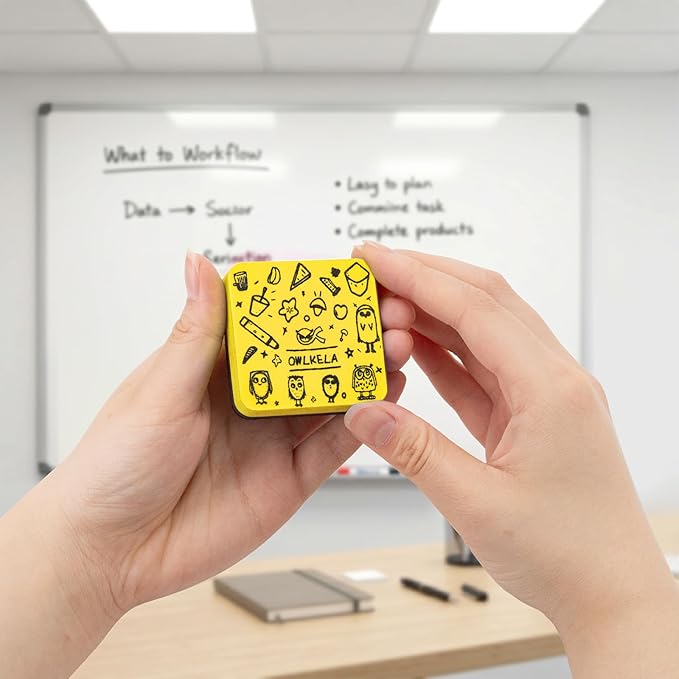 OWLKELA 30Pcs Dry Erase Erasers, Magnetic Whiteboard Eraser, Mini Whiteboard Cleaning Pads for Classroom, Office and Home, Yellow