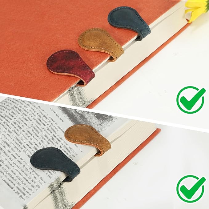 Magnetic Bookmarks，Magnetic Leather Bookmark， Magnetic Bookmarks for Women，Gifts for Women, Book Lovers, Family, Friends, Kids, Readers