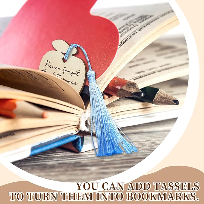 48 Pcs Employee Appreciation Tokens Gifts Bulk Never Forget the Difference You Make Wooden Bookmarks Thank You Tokens Keepsake Craft for Staff Teacher Xmas Party Favors(Apple)