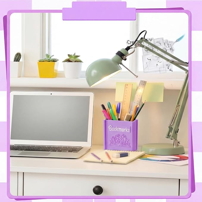 Resurhang 3D Printed Book Shaped Bookmark Holder, Book Lover Gift, Bookish Accessory Office Desk Supplies End of Year Gift for Librarian Bookworm Teacher Women(Purple)