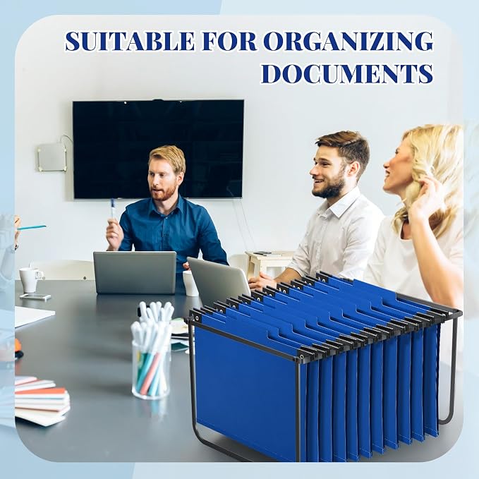 Henoyso 15 Pcs Hanging Classification File Folders, Letter Size Dark Blue Folders with 3 Pressboard Dividers, 8 Fasteners, 4 Inch Expansion, 1/3-cut Top Tab for Medical Records and File Cabinet