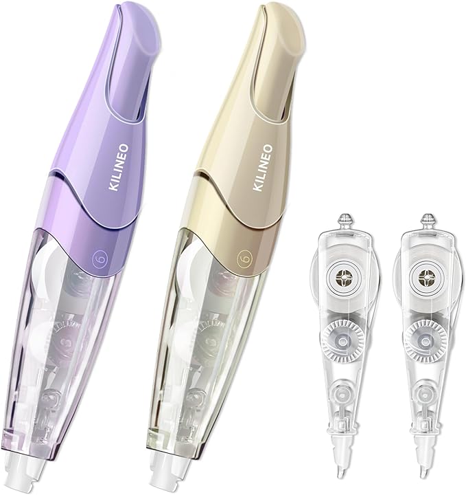 Refillable Retractable White Correction Tape, Pen Shaped White Smooth Pull Out Japanese Aesthetic Cute Correction Tape for Office Supplies, 4 PCS (ZH-87)