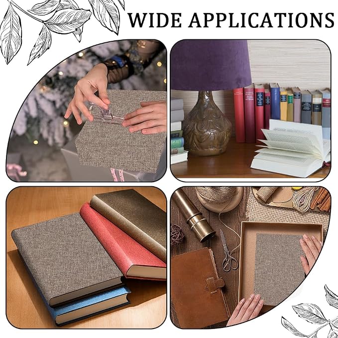 CRASPIRE 51 x 11.8 Inch Book Binding Cloth Book Cover Fabric A4 to A8 Surface Paper Backed Camel Linen Polyester Woven Cover for Books Album Scrapbooking Archival DIY Covering Bookbinding Protector