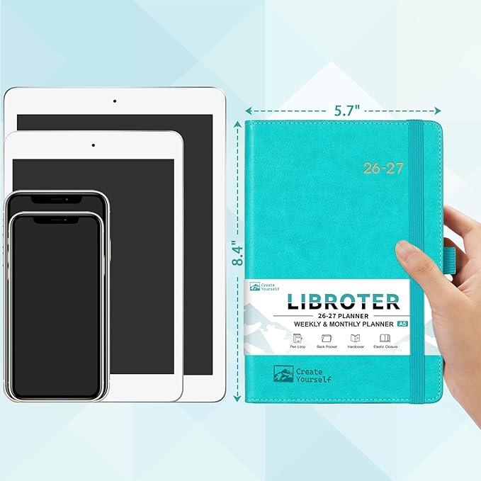 2026-2027 Planner - Academic Planner 2026-2027 Weekly Monthly Planner, July 2026 - June 2027, 5.7'' x 8.4'', Thick Paper, Leather Cover, Pen Holder, Back Pocket, Perfect Daily Organizer - Green