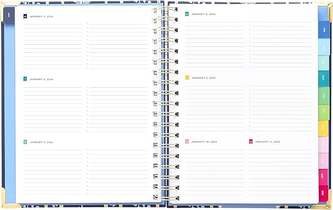 Simplified 2026 12-Month Spiral Weekly Planner — Poppy Posies — January 2026 - December 2026, Calendar Year Organizer with Stickers, Pockets, and Keepsake Box