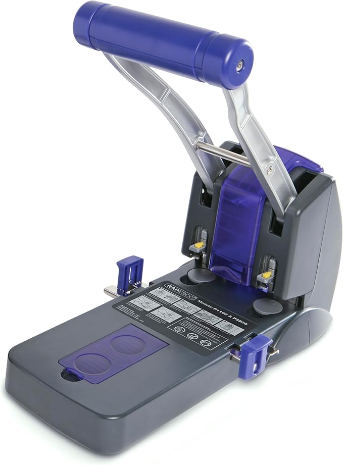 Rapesco PF220AP1 Heavy Duty Hole Punch - P2200, 150-sheet Capacity - Black/Purple