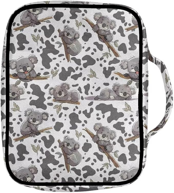 Coldinair Koala Bible Cover Case for Women Men,Carrying Book Cover Bible Holders with Handle and Zippered Pocket,Fits for Standard/Large Size Bible