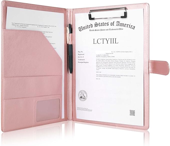 Tiankool Padfolio Portfolio Folder Binder-Faux Leather Portfolio Folder with Cover for A4 Notepad Holder, Business Portfolio for Resume, Legal Pad, Interview, Letter-Size Padfolio for Women/Men, Rose