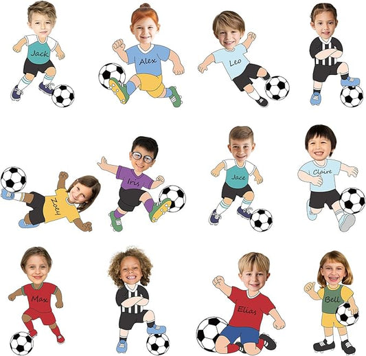 OBUSATT 60 Pcs Soccer Player Theme Cutouts Soccer Bulletin Board Decorations Sports Paper Cut-Outs Classroom Decor for Boy Girl Classroom DIY Craft Photo Kindergarten Preschool Wall Supplies Soccers