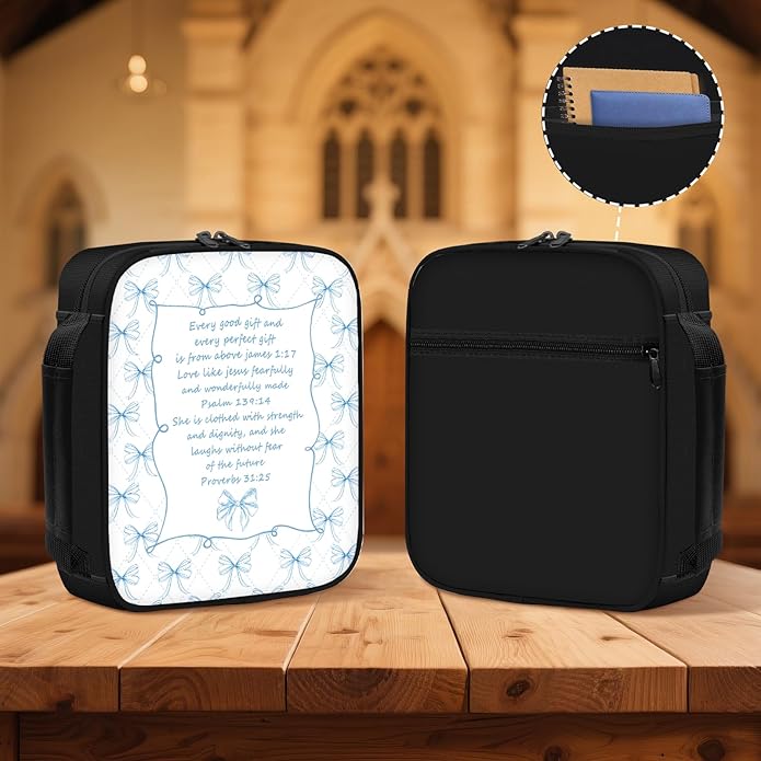 Bible Cover for Women, Bible Holder, Bible Cover With Handles, Bible Carrying Case, Bible Bags With Zipper and Pockets