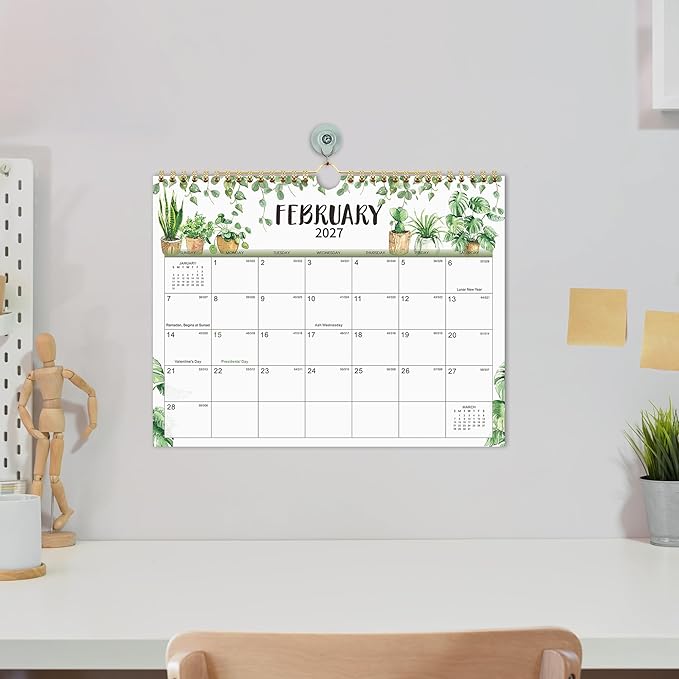 Wall Calendar 2026-2027 - Calendar 2026-2027, Jul. 2026 - Dec. 2027, 11" x 8.5", Wall Calendar 18 month with Twin-Wire Binding + Thick Paper - Plants