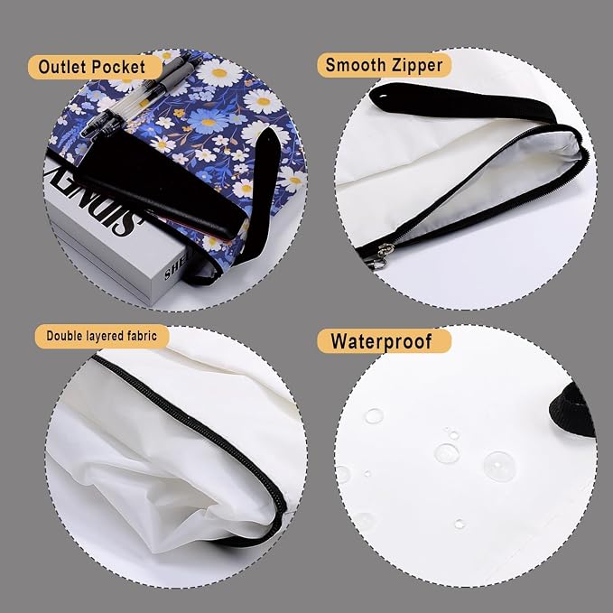 Flower Pattern Book Sleeve,Book Lovers Gifts Waterproof Book Cover for paperbacks with Zipper and Front Pocket Book Pouch for Women Teacher Birthday Graduation Christmas Gifts (Wildflower1605)