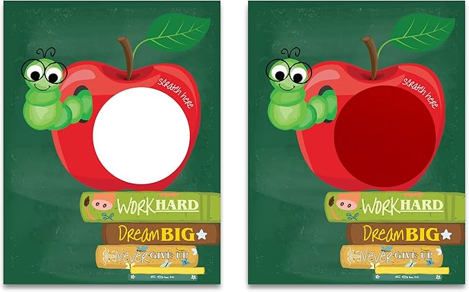 My Scratch Offs - Scratch-Off Card Prizes for Kids, Teacher Supplies for The Classroom - Apple Bookworm