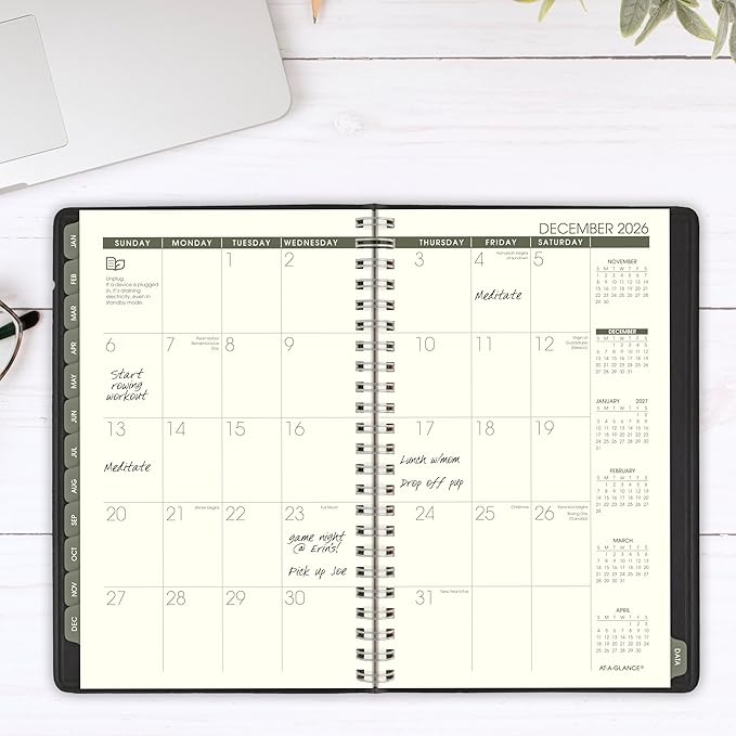 AT-A-GLANCE 2026 Appointment Book Planner, Weekly & Monthly, 5" x 8", Small, Hourly, Recycled, Black (70100G0526)