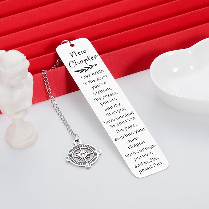 Graduation Gifts for Women Men, Good Luck Gifts for Women, Retirement Gift for Woman Boss Teacher Nurse, Going Away Farewell Goodbye Gift for Coworker Friend, Compass Bookmark