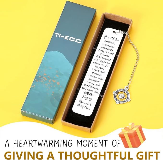 Coworker Leaving Gifts for Women,Farewell Going Away Goodbye Gifts for Coworker Friends Her Nurse Boss Teacher Employee Compass Bookmark You Will Be Missed Retirement Gift for Women