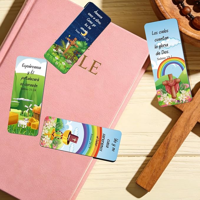 30 Pcs Spanish Christian Magnetic Bookmarks, Religious Bible Verse Magnetic Bookmarks Bulk, Motivational Prayer Magnet Book Markers for Sun Day School Church Reading Bible Study Supplies