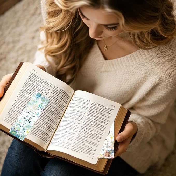 48 Pcs Christian Bookmarks, Religious Bible Verse Paper Bookmark Bulk for Women Man, Colorful Flower Cross Book Mark Gift for Reading Lovers Church Accessories