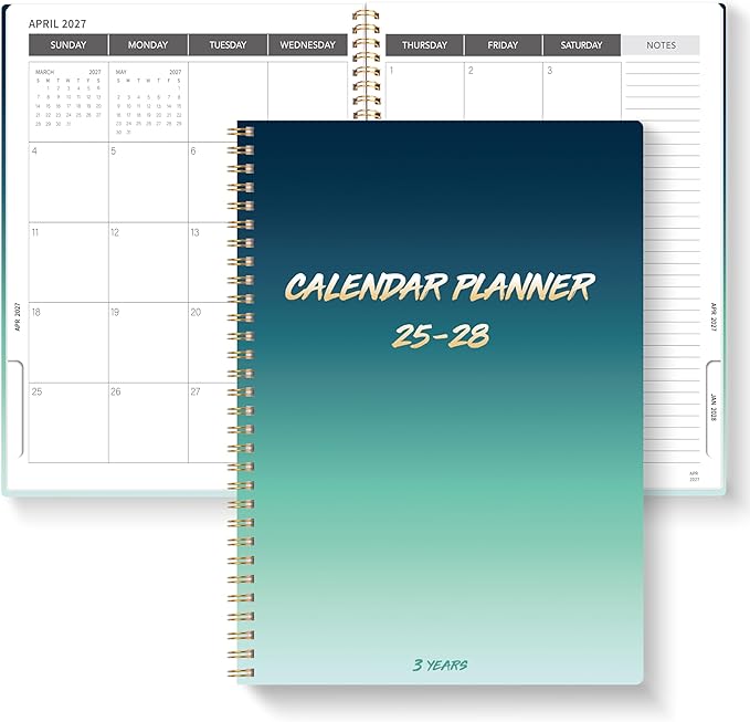 Monthly Planner 2025-2028, 2025 Calendar 36 Months Planner With Monthly Tabs, July 2025- June 2028, 8.5" x 11", 3 Years Academic Calendar Hard Cardboard Cover with Spiral Bound, Perfect for School & Office for Women & Men