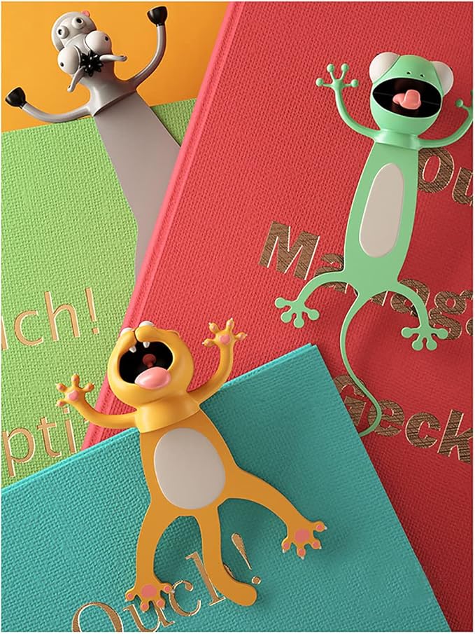 Cartoon Bookmarks, 3D Stereo Wacky Animal Book Mark, Ouch Series, Funny Cute creatived Gifts for Children (Cat)