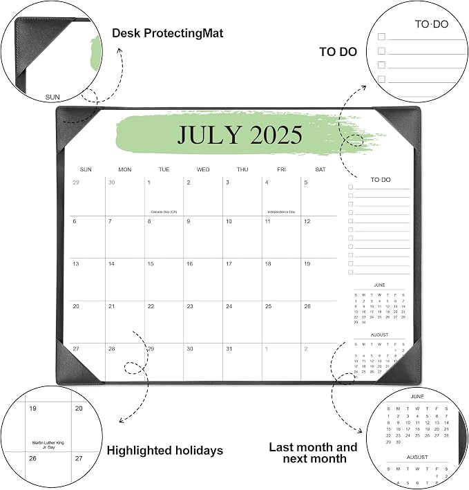 Desk Calendar 2026-2027 with Desktop Mat – 22" x 17" Large Desk Calendars with Desktop Pad, 18-Month Teacher Desk Calendar from Jan 2026–Jun 2027, for Office, School & Home Use (Black)