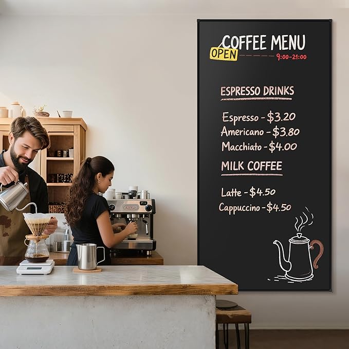 SELEAD Huge Magnetic Chalkboard 96 x 48 Inches - Black Aluminum Frame Chalk Board Wall Decor Long Plaque for Business, Menu, School, Office - 8 x 4ft Bulletin Display Board Pizarra