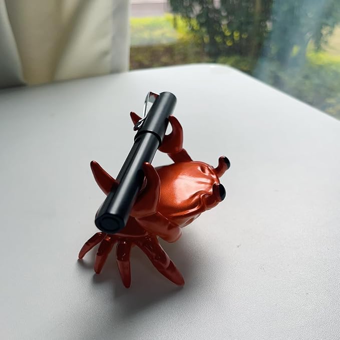 1Pcs Weightlifting Crab Pen Holder Funny Crab Pen Holder for Storage Office Desk Display Decorations (Red)