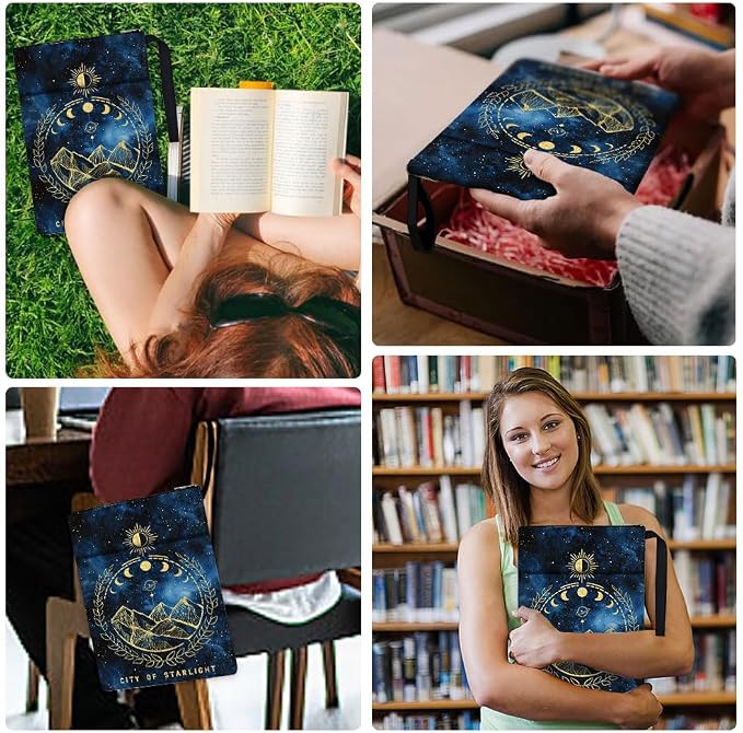 1pc Polyester Book Sleeve Night Mountain Book Cover Books Protectors with Zipper and Front Pocket Birthday Gift for Students Teachers 34cm(13.4inch) x24cm(9.45inch)