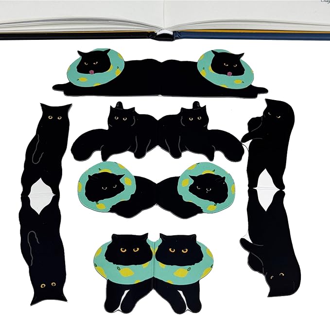 SONAME 18 Pieces Magnetic Bookmarks - Cute Cat Page Markers for Book Lovers,Book Markers Clip for Student Teacher Reading (ABC)