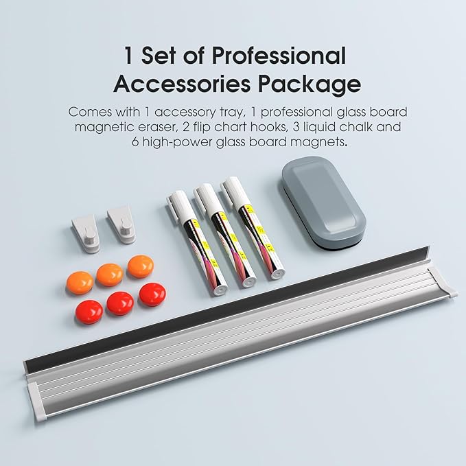 MaxGear Glass Whiteboard, Tempered Magnetic Dry Erase Board 48 x 36 Inch, Frameless Wall Mounted, Office Classroom Conference Room Home Use, Includes Markers, Eraser, Magnets & Mounting Kit
