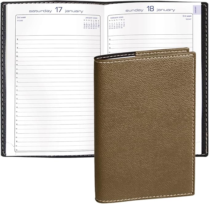 Exacompta 2026 Journal 21 - Daily/Monthly Planner - 12 Months, Jan. to Dec. - 5 1/4 x 8 1/4" - Grained Faux Leather Club Bronze Cover - Time Management Organizer and Appointment Journal