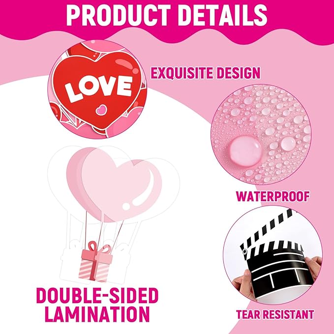 Valentine's Day Bulletin Board Decorations Movie Night Bulletin Board Movie Themed Paper Cutouts Valentines Red Pink Heart Classroom Decor for Wall Chalkboard Decor Supplies