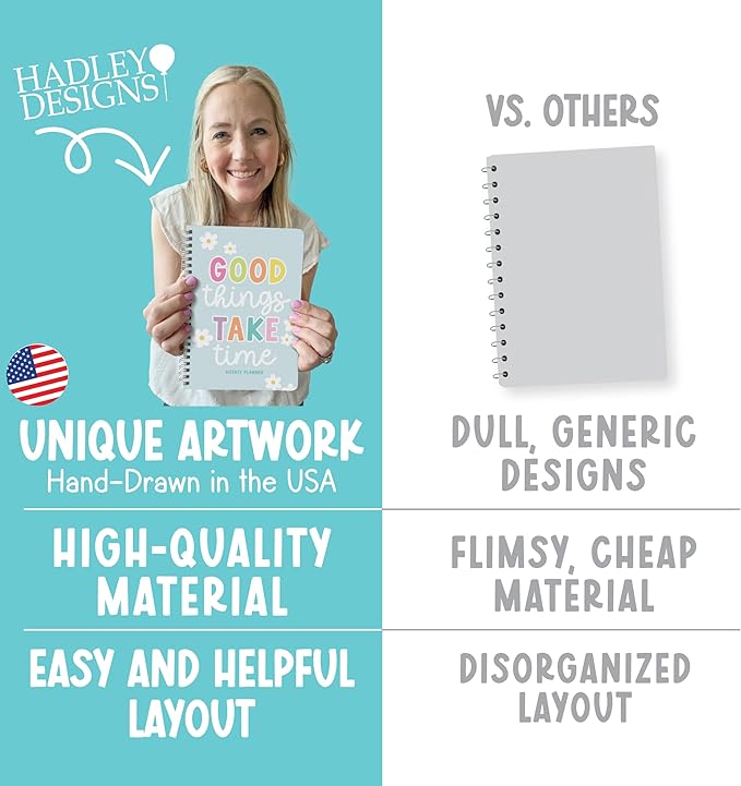 Undated Planner Weekly and Monthly - Spiral Undated Weekly Planner for Kids & Adults, Week Planners Habit Tracker, Goal Planners Notebook for Work, Agenda Planning Notebook