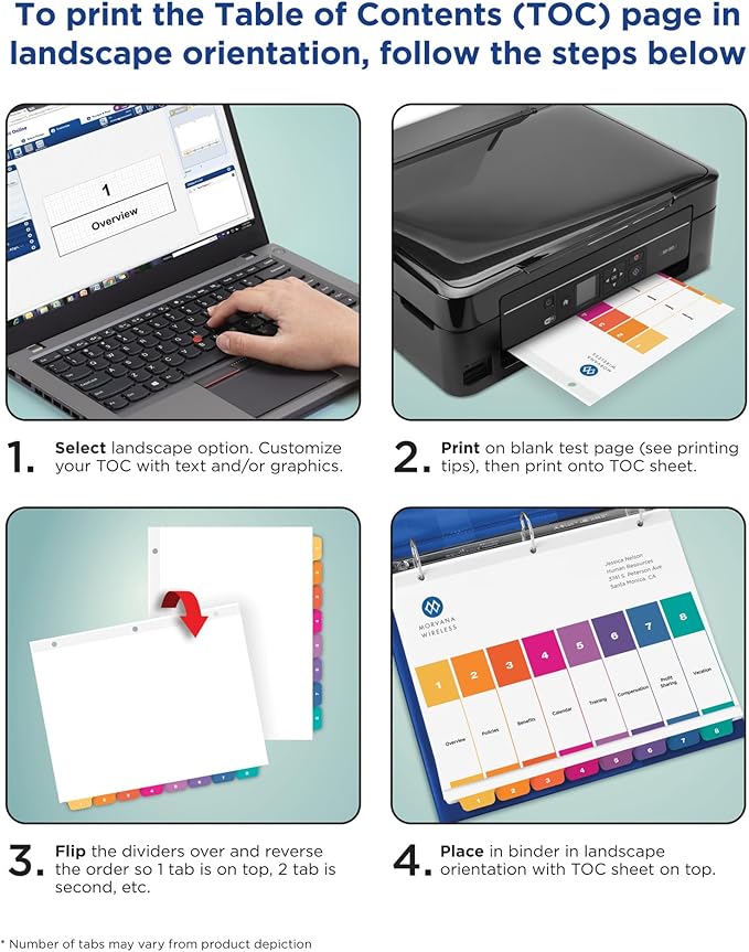 Avery Jan-Dec Dividers for 3 Ring Binders, 12 Tabs per Set, Customizable Table of Contents, Multicolor Tabs, Great for Organizing Reports, Projects, and More (6 Sets of 11830)