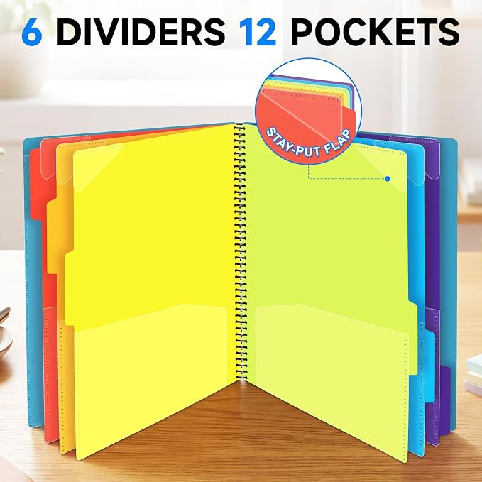 12 Pocket Poly Project Organizer for School & Office, Expandable File Folder with Dividers, Durable Accordion Folder for Documents, Homework, Bills Organization (Blue)