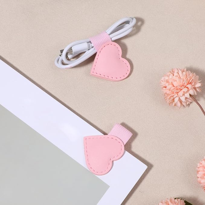 2PCS Magnetic Leather Bookmarks with Pen Clip Heart-Shaped Magnetic Pen Holder Cute Gift for Book Lover Readers Book Accessories for Women Girls Notebooks Journals Calendars Standard (Pink)