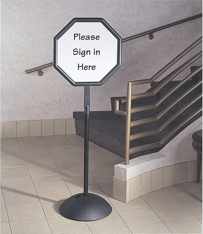 Safco Write Way Dry Erase Board Octagon Shape Sign, Dual-Sided and Magnetic for Indoor and Outdoor Use, 65"in Height, Black